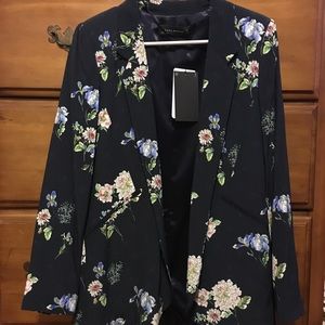 Zara Navy Blue Floral Blazer